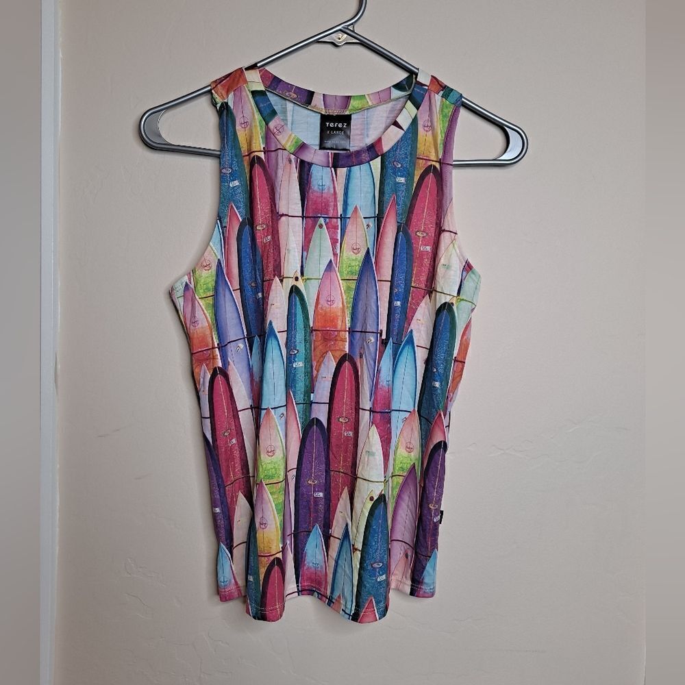Terez | Surf’s Up Surfboard Print Tank Top XL